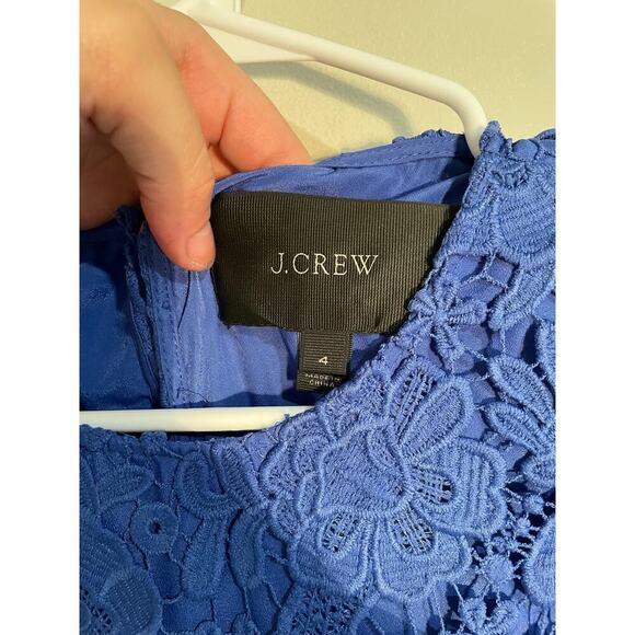 J. Crew Blue Crochet‎ Lace Sleeveless Sheath Dress Size 4 - Picture 7 of 9